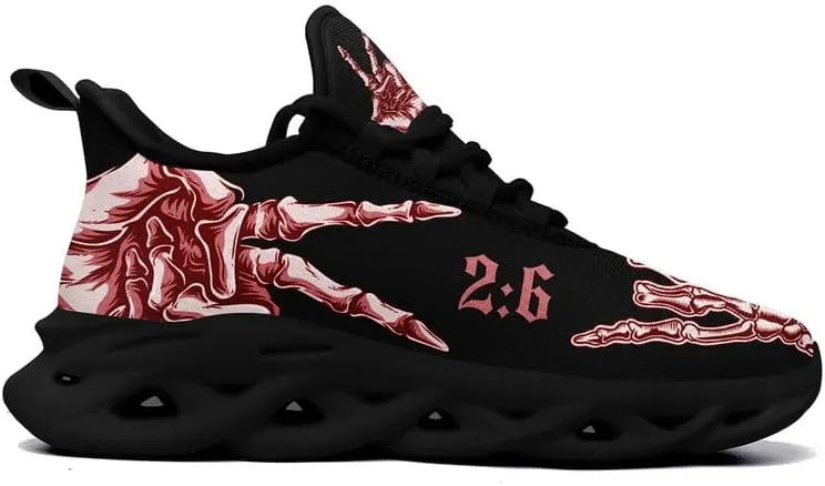 Men's Skull Running Shoes Lightweight Cushion Sports Walking Shoes Cool Non Slip Gym Training Breathable Tennis Shoes