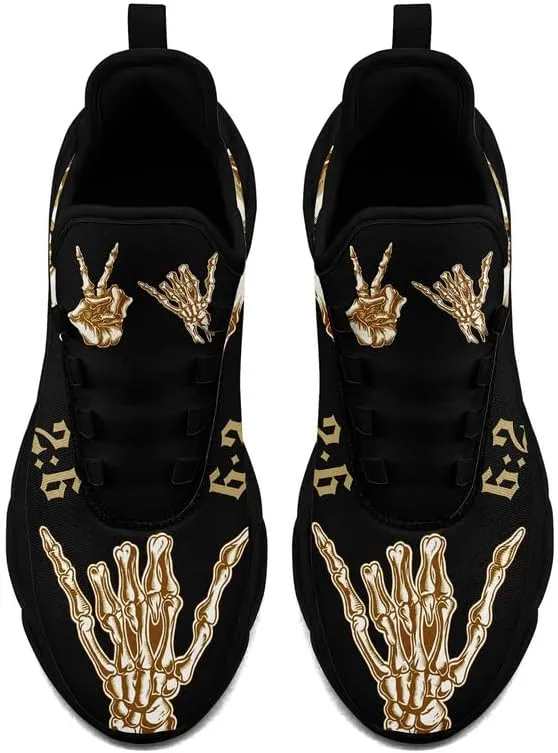 Men's Skull Running Shoes Lightweight Cushion Sports Walking Shoes Cool Non Slip Gym Training Breathable Tennis Shoes
