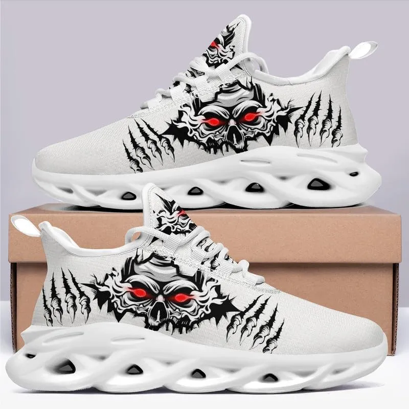 Men's Skull Running Shoes Lightweight Cushion Sports Walking Shoes Cool Non Slip Gym Training Breathable Tennis Shoes