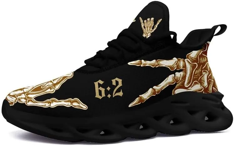 Men's Skull Running Shoes Lightweight Cushion Sports Walking Shoes Cool Non Slip Gym Training Breathable Tennis Shoes