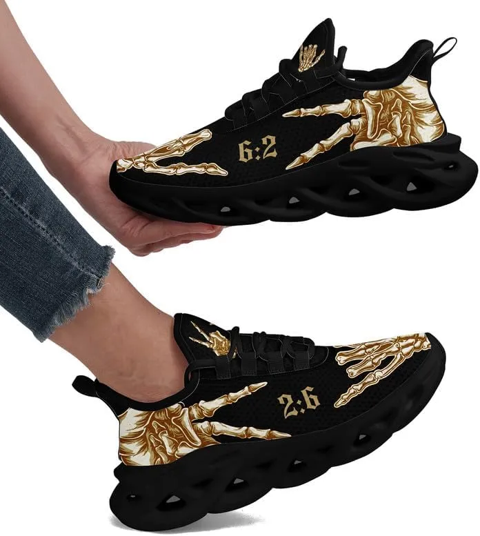 Men's Skull Running Shoes Lightweight Cushion Sports Walking Shoes Cool Non Slip Gym Training Breathable Tennis Shoes