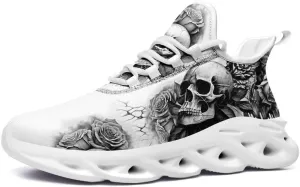 Men's Skull Running Shoes Lightweight Cushion Sports Walking Shoes Cool Non Slip Gym Training Breathable Tennis Shoes