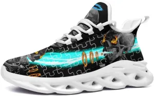 Men's Skull Running Shoes Lightweight Cushion Sports Walking Shoes Cool Non Slip Gym Training Breathable Tennis Shoes