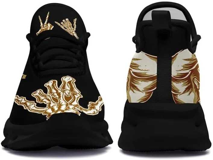 Men's Skull Running Shoes Lightweight Cushion Sports Walking Shoes Cool Non Slip Gym Training Breathable Tennis Shoes