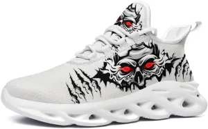 Men's Skull Running Shoes Lightweight Cushion Sports Walking Shoes Cool Non Slip Gym Training Breathable Tennis Shoes
