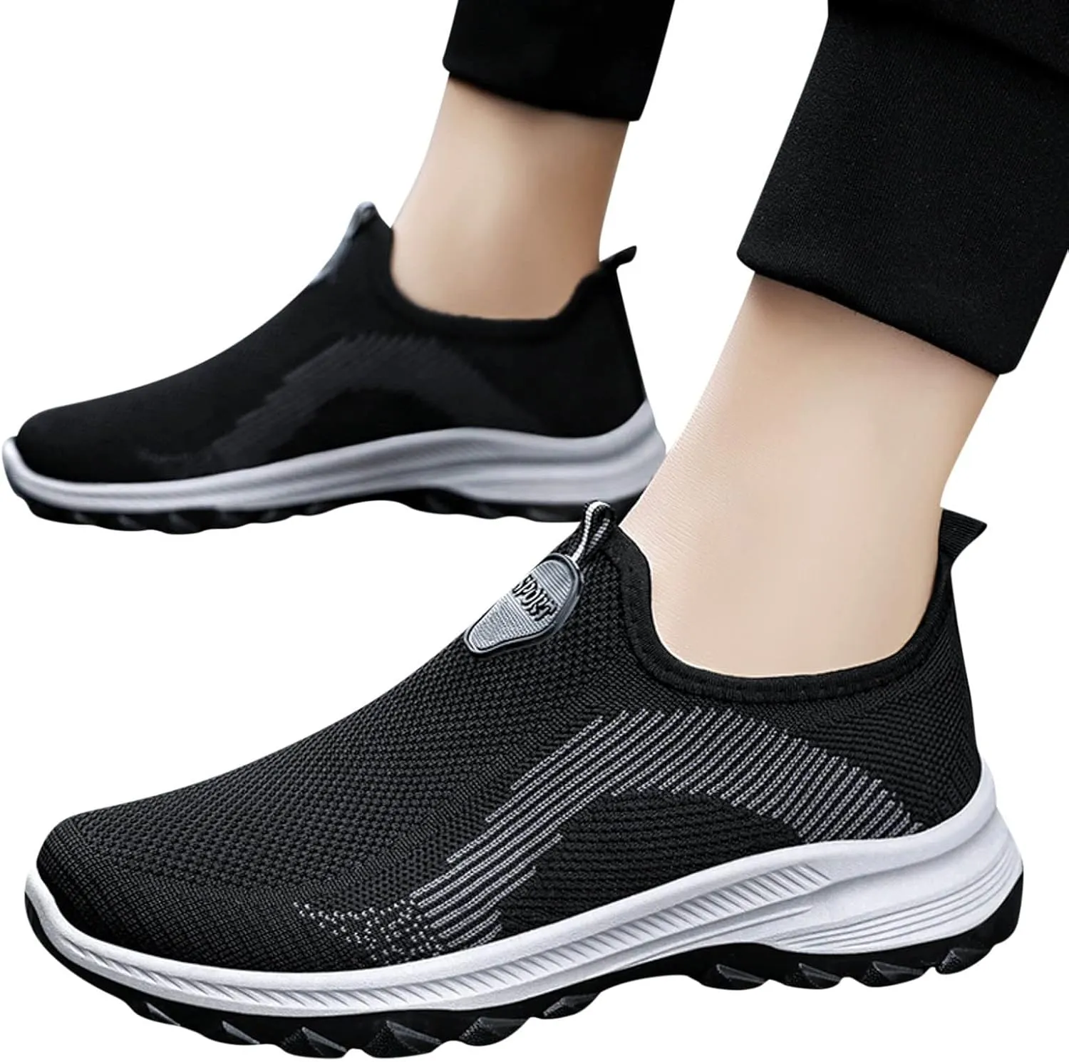Men's Slip on Running Shoes Breathable Mesh Lightweight Comfortable Athletic Sneakers for Gym Training & Casual Walking Fashion Men Mountaineering Casual Sport Daily Work Shoes