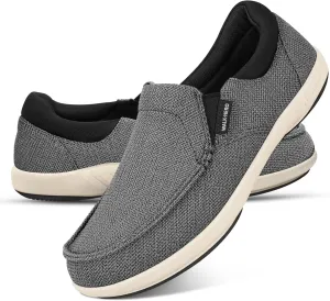 Mens Slip On Shoes - Breathable Casual Loafers Shoes for Plantar Fasciitis with Arch Support - Orthopedic Mens Boat Shoes for Daily Walking