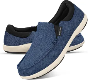 Mens Slip On Shoes - Breathable Casual Loafers Shoes for Plantar Fasciitis with Arch Support - Orthopedic Mens Boat Shoes for Daily Walking