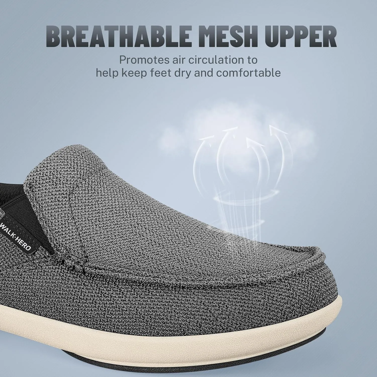 Mens Slip On Shoes - Breathable Casual Loafers Shoes for Plantar Fasciitis with Arch Support - Orthopedic Mens Boat Shoes for Daily Walking