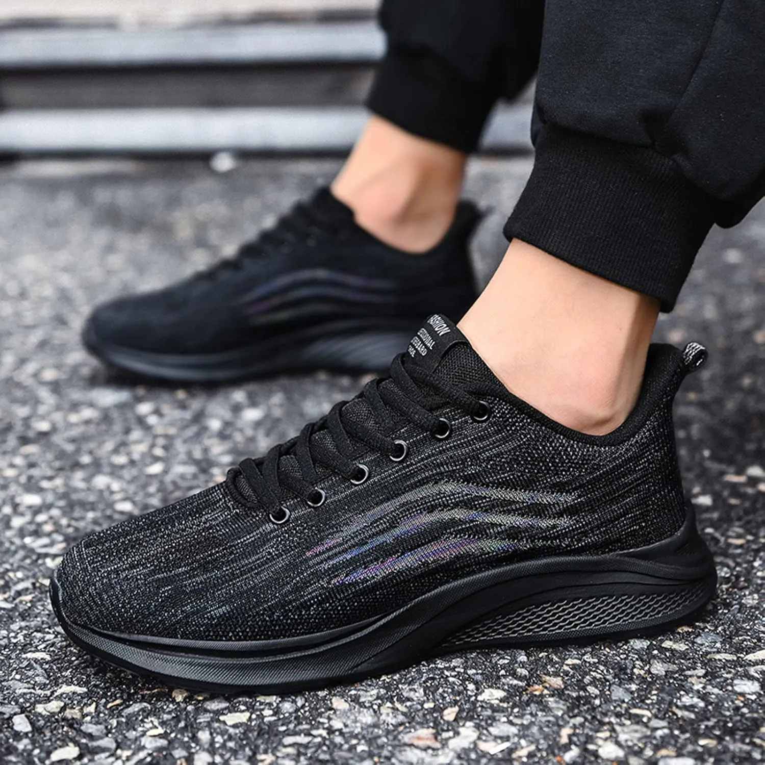 Mens Slip On Walking Shoes Casual Tennis Shoes Non Slip Thick Sole Cushion Running Sneakers Lightweight Workout Shoe Breathable Mesh Fashion Sneaker for Men Gym Outdoor Workout