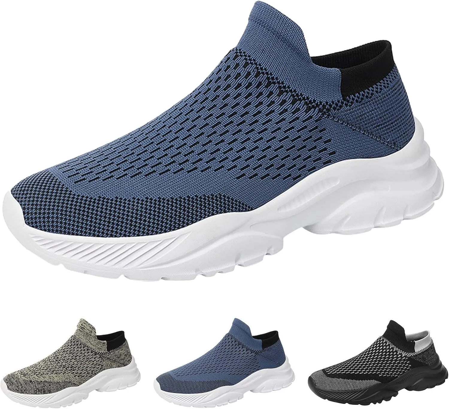 Mens Slip On Walking Shoes Cushion Running Shoes Trainers Athletic Gym Fitness Sport Sneakers Non Slip Arch Support Breathable Mesh Workout Fashion Breathable Comfortable Sneakers