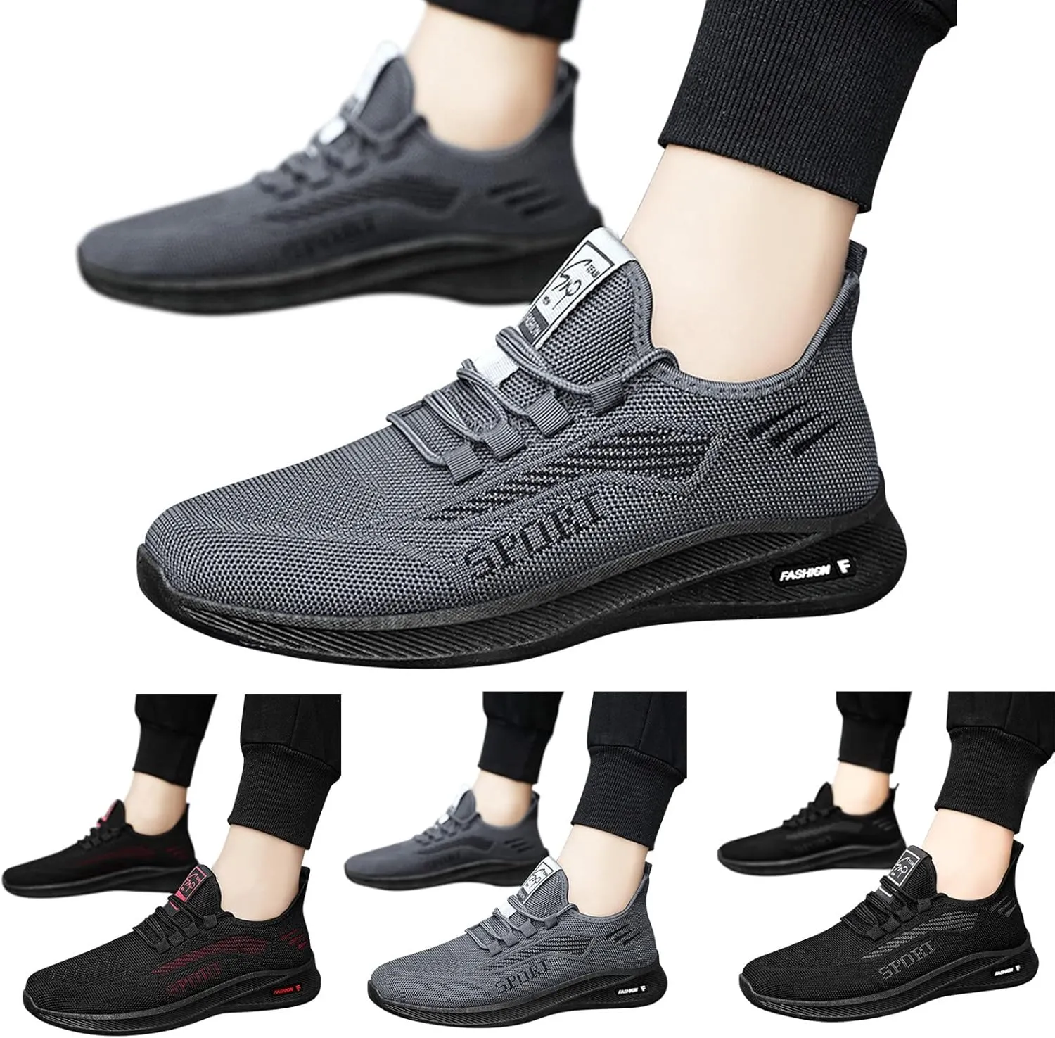 Mens Slip On Walking Shoes Sneakers Running Shoe Trainers Athletic Gym Fitness Sport Sneaker Non Slip Breathable Mesh Workout Fashion Breathable Comfortable Footwear for Men