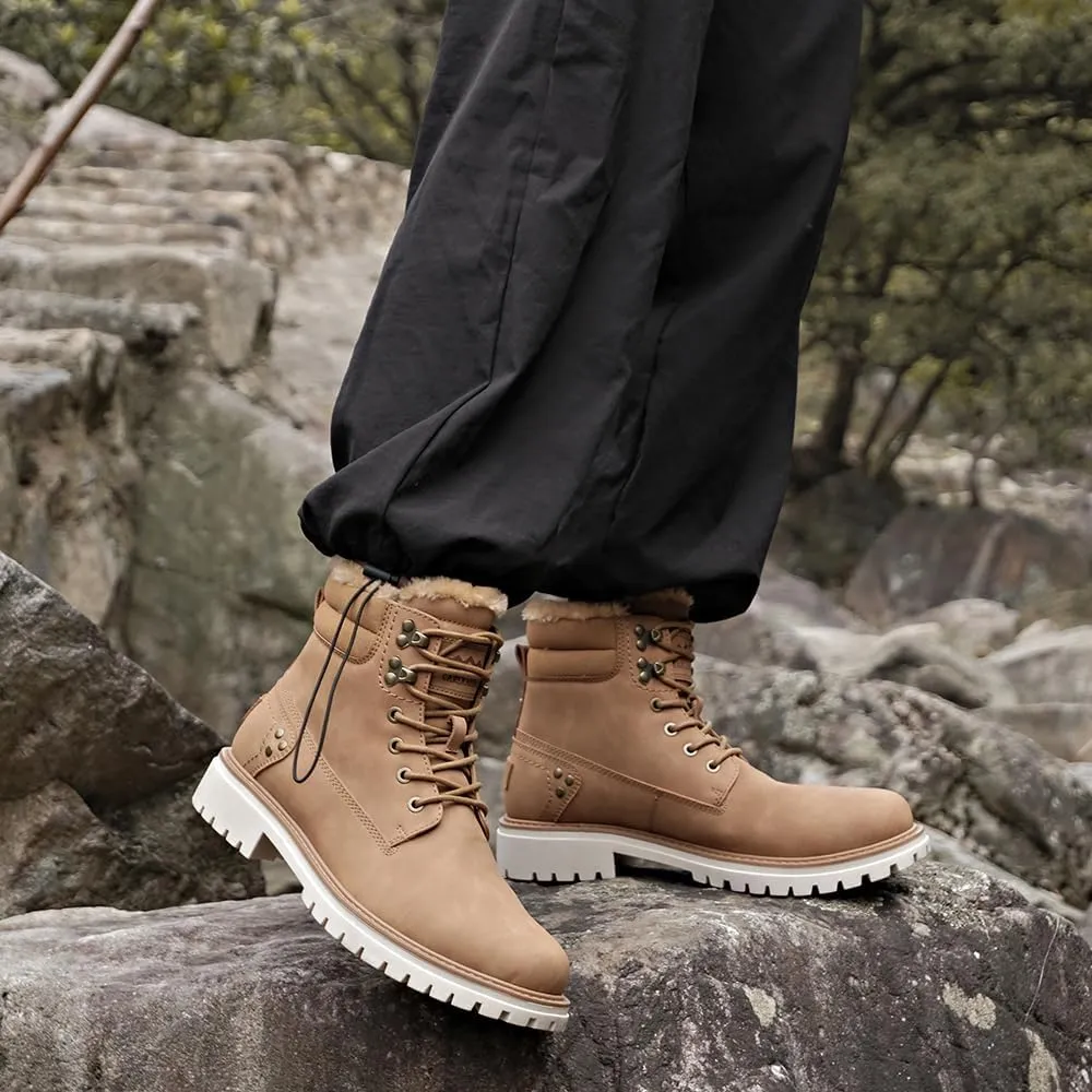 Mens Snow Boots Fur Lined Hiking Boots Waterproof Anti-Slip Outdoor Climbing Shoes