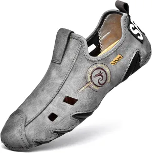 Mens Soft Leather Driving Shoes Slip On Casual Shoes Comfort Breathable Walking Shoes for Men