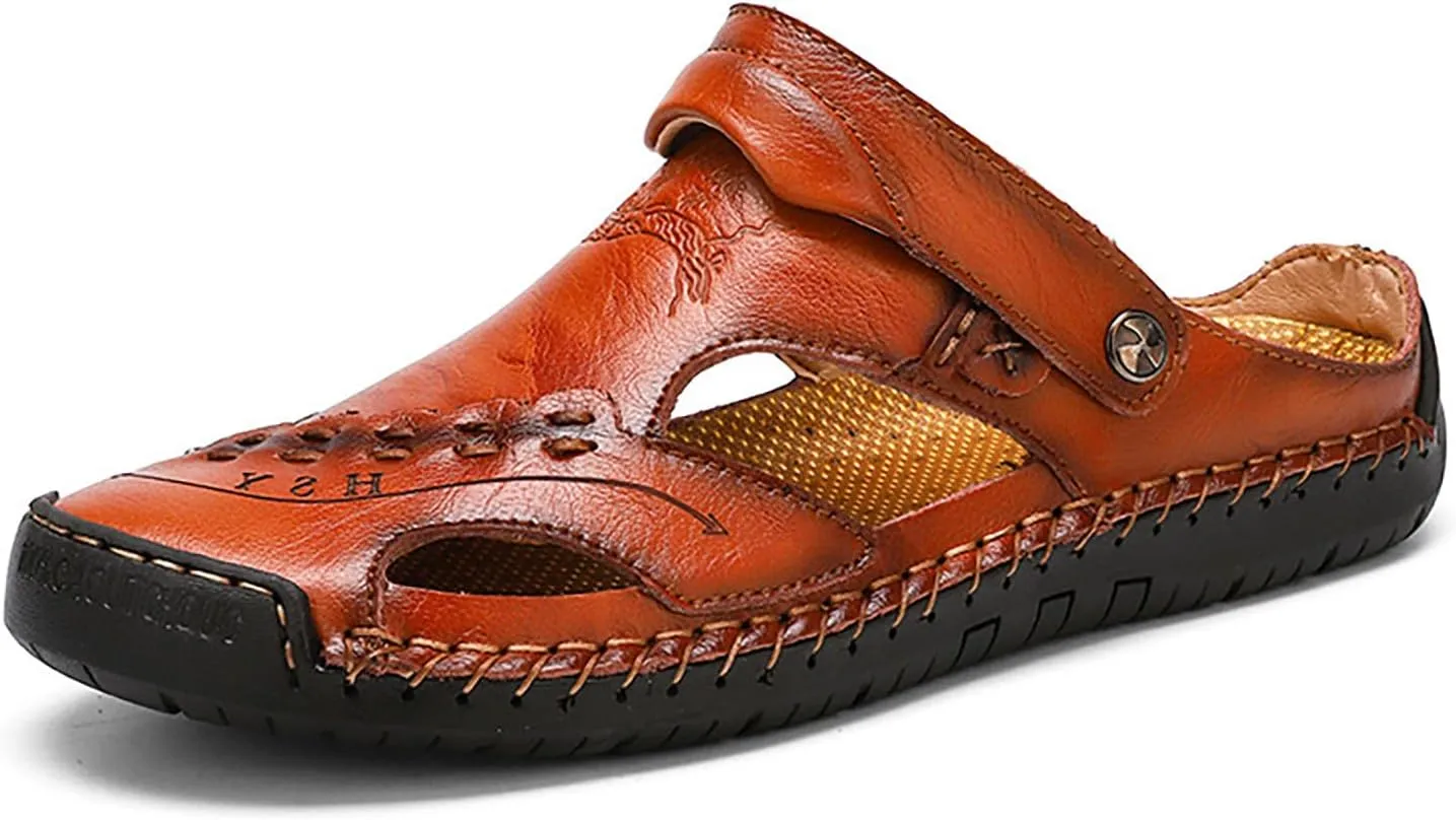Men's Summer Breathable Hand Sewn Foot Covering Casual Beach Lazy PU Foreign Trade Sandals Men Hiking Sandals