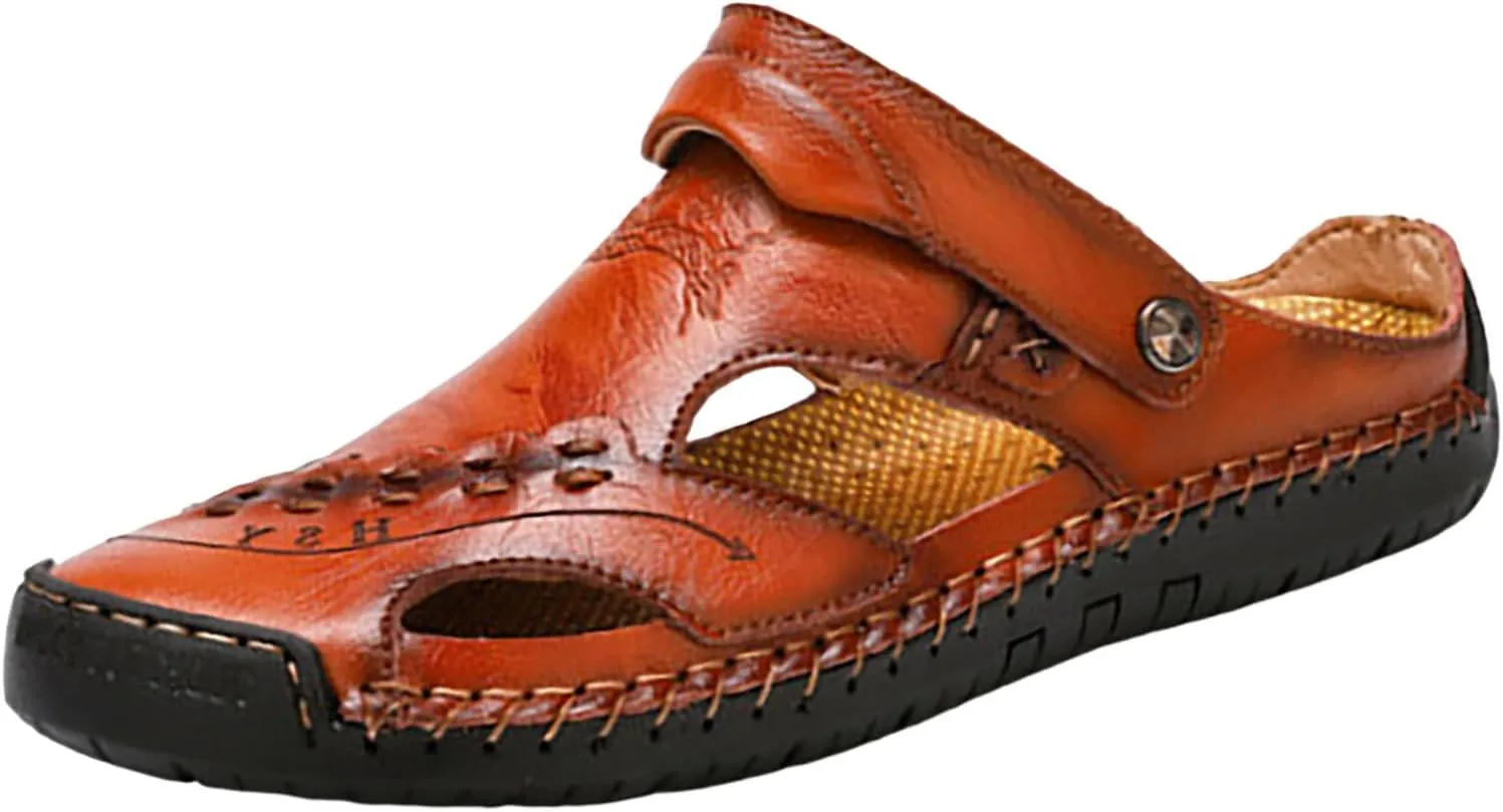Men's Summer Breathable Hand Sewn Foot Covering Casual Beach Lazy PU Foreign Trade Sandals Men Hiking Sandals