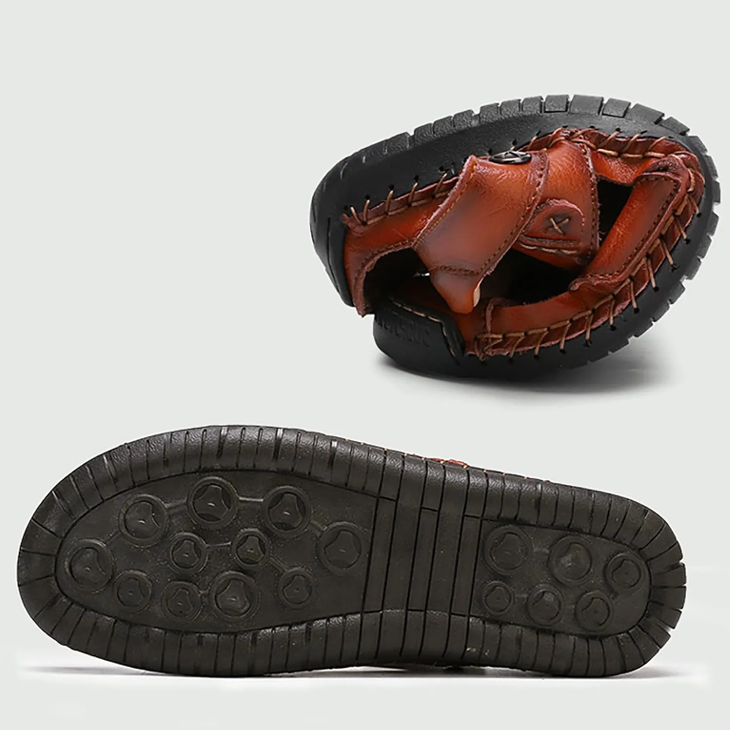 Men's Summer Breathable Hand Sewn Foot Covering Casual Beach Lazy PU Foreign Trade Sandals Men Hiking Sandals