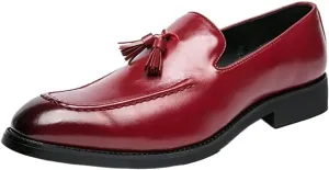 Men's Tassel Loafers – Breathable Vegan Leather, Burnished Toe, Slip-Resistant, Flat Heel, Comfortable Casual Slip-Ons for Outdoor & Everyday Wear