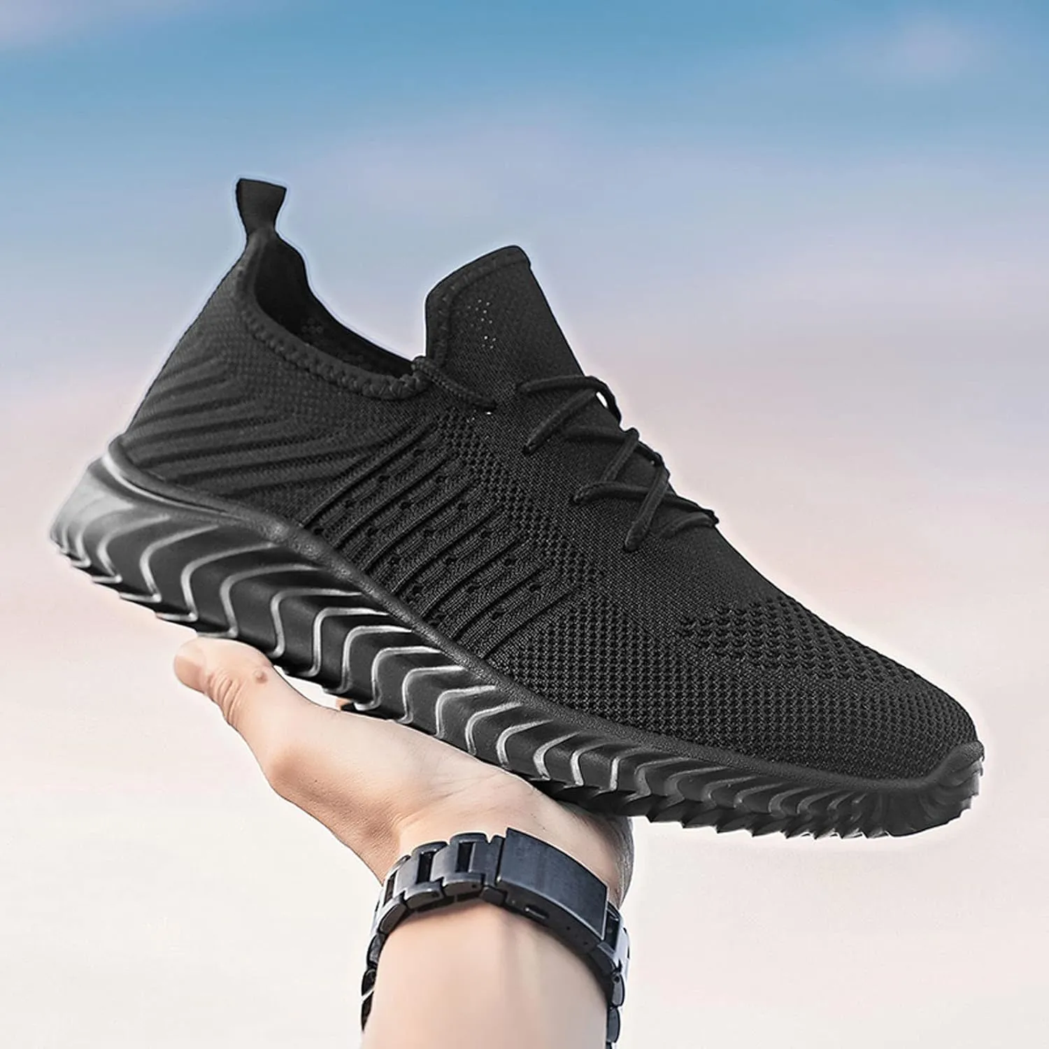 Men's Training Lace-Up Shoes Breathable Mesh Lightweight Comfortable Sneakers for Athletic Running, Gym Workouts & Outdoor Walking Soft Bottom Sport Slip On Men Shoes