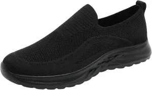 Mens Ultra Lightweight Slip on Sneakers Breathable Mesh Comfortable Sole Walking Shoes Non Slip Arch Support for Running, Gym & Casual Sports Solid Color Thick Bottomed Flat Sneaker Men