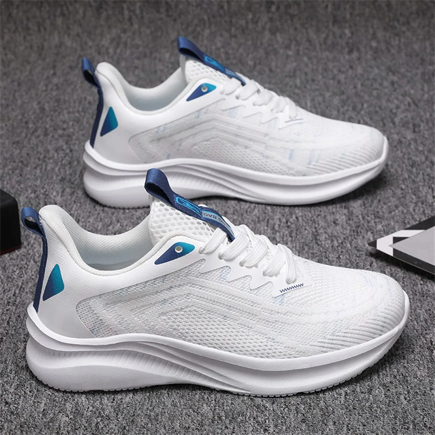Mens Walking Shoes Lightweight Breathable Mesh Slip On Running Shoes Comfortable Non Slip Thick Sole Fashion Cushion Basketball Sneakers Workout Casual Sports Sneaker with Arch Support