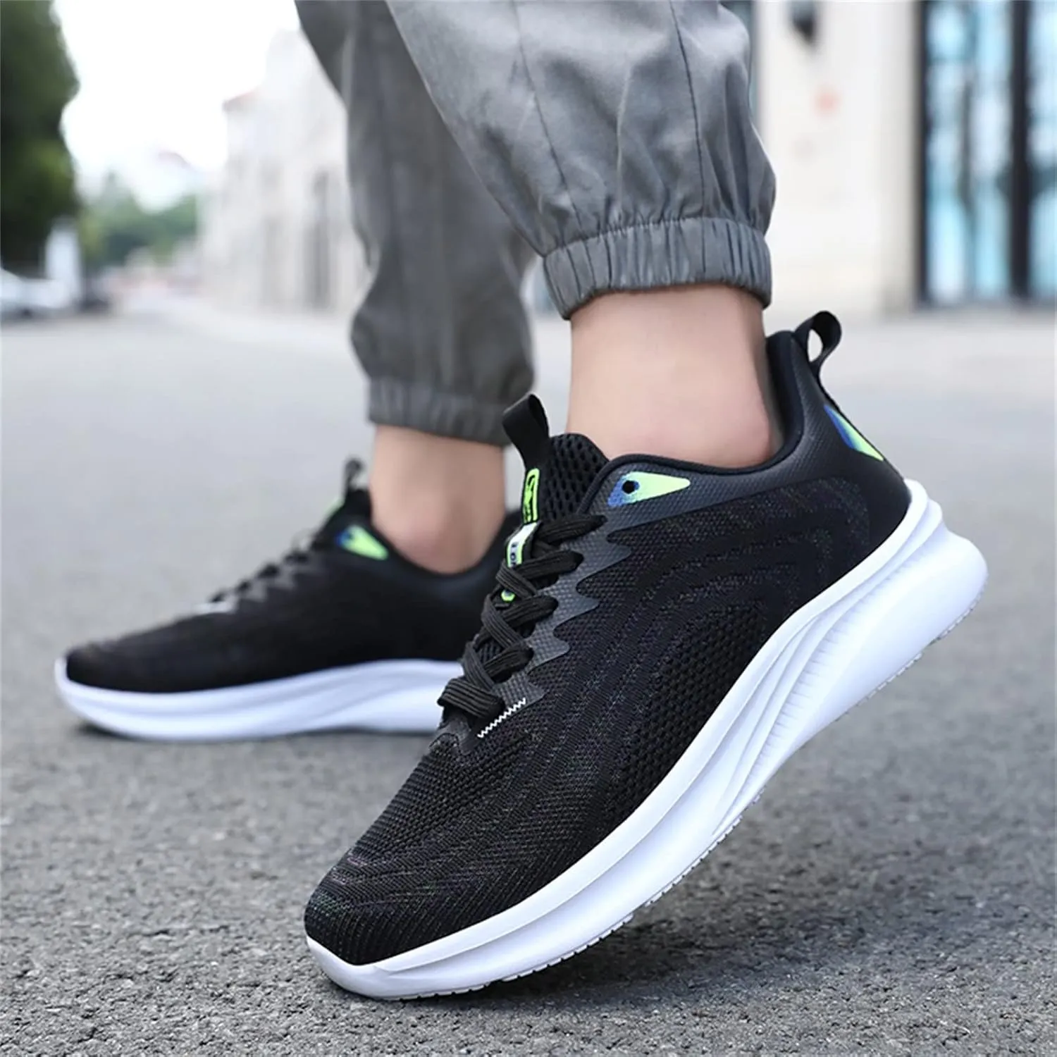 Mens Walking Shoes Lightweight Breathable Mesh Slip On Running Shoes Comfortable Non Slip Thick Sole Fashion Cushion Basketball Sneakers Workout Casual Sports Sneaker with Arch Support