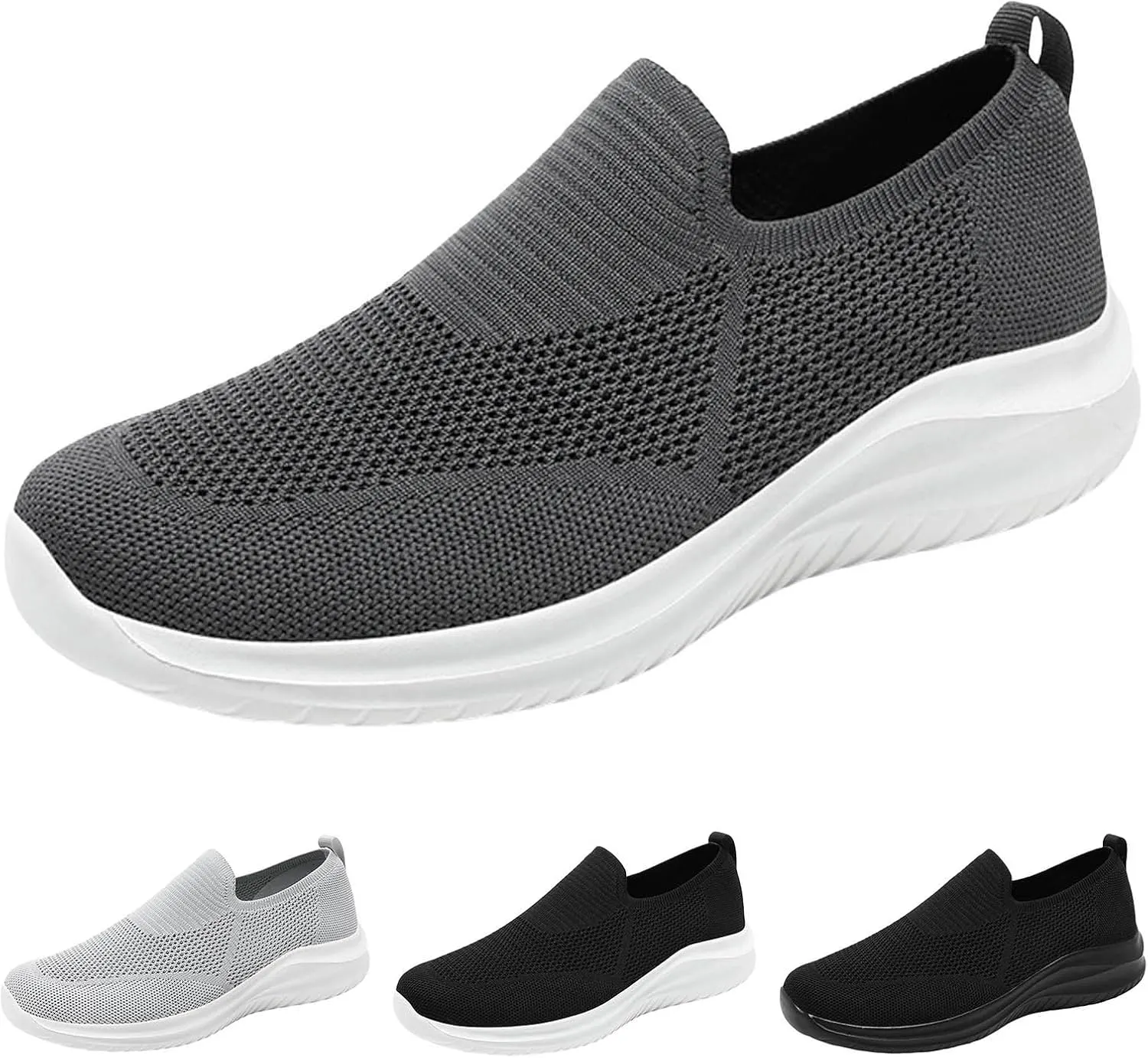 Men's Walking Slip on Shoes Breathable Mesh Lightweight Comfortable Sneakers for Athletic Running, Gym Workouts & Outdoor Walking Traveling Soft Bottom Sport Black Men Shoes