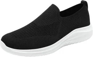 Men's Walking Slip on Shoes Breathable Mesh Lightweight Comfortable Sneakers for Athletic Running, Gym Workouts & Outdoor Walking Traveling Soft Bottom Sport Black Men Shoes