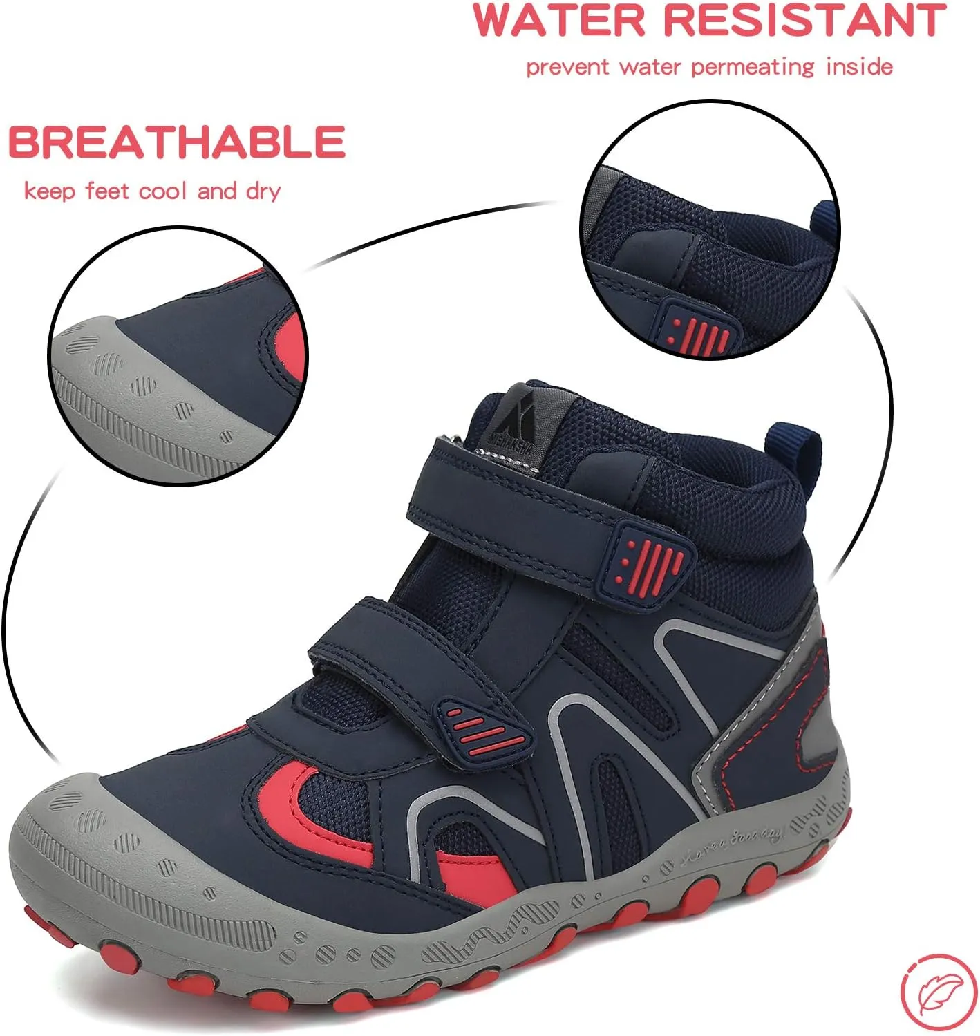 Mishansha Kids Water Resistant Hiking Boots, Boys Girls Anti Collision Anti-Skid Athletic Outdoor Adventure Trekking Shoes