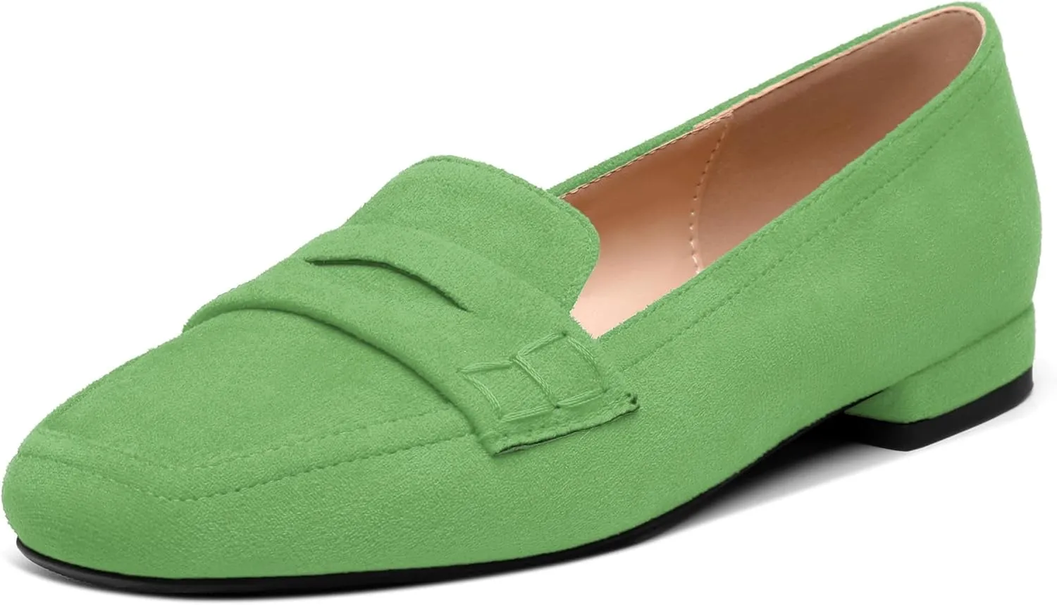 MODENCOCO Women's Loafers Comfortable Square Toe Flats Soft Women's Loafers & Slip-ons Fashion Suede Dress Shoes for Work Dating Casual