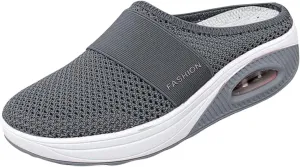 Mules for Women Backless Walking Sneakers Summer Mesh Upper Breathable Slippers Arch Support Orthotic Comfortable Plantar Fasciitis Sandals Platform Wedge Closed Toe Beach Casual Shoes