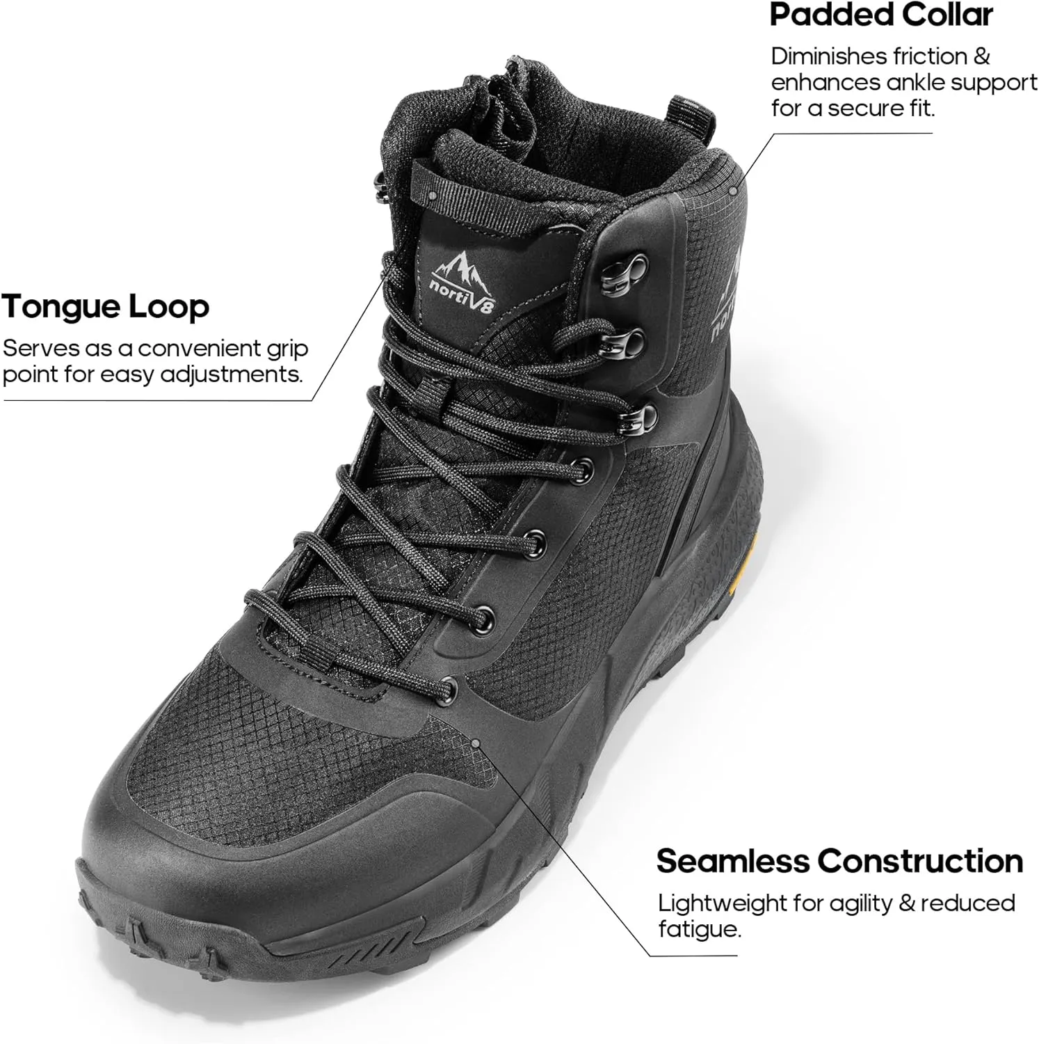 NORTIV 8 Men's Military Tactical Boot Lightweight Comfortable Boots for Work All Day Side Zipper Motorcycle Combat Hiking Boots 8 Inches Metrostrike