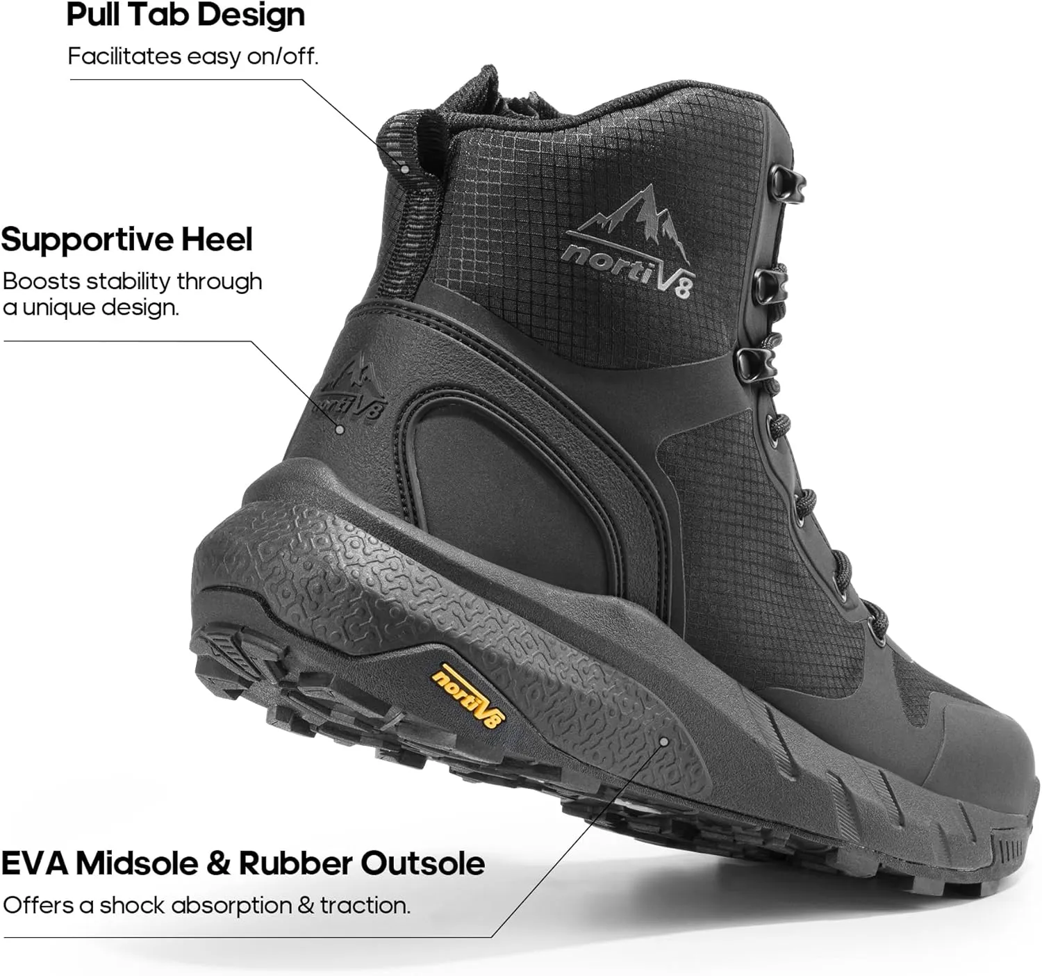 NORTIV 8 Men's Military Tactical Boot Lightweight Comfortable Boots for Work All Day Side Zipper Motorcycle Combat Hiking Boots 8 Inches Metrostrike