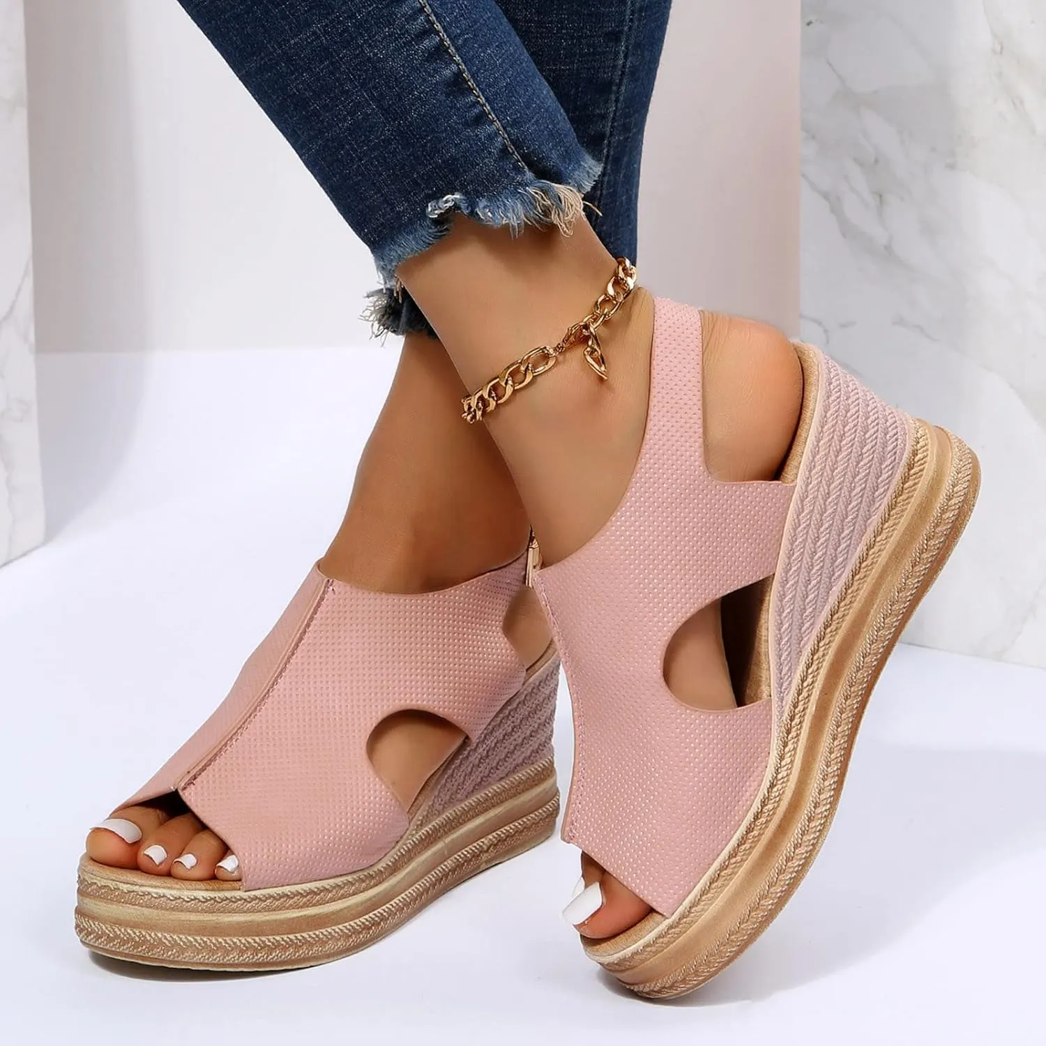 Orthopedic Sandals for Women 2025 Breathable Arch Support Slides Womens Wedge Sandals Shoes Comfortable Summer Buckle Slip on Women All Day Walking Casual Sandal