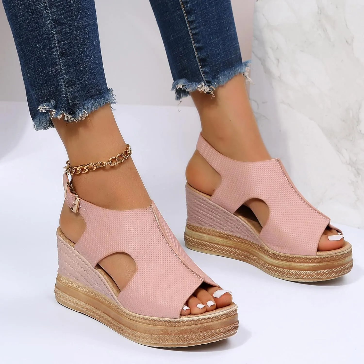 Orthopedic Sandals for Women 2025 Breathable Arch Support Slides Womens Wedge Sandals Shoes Comfortable Summer Buckle Slip on Women All Day Walking Casual Sandal