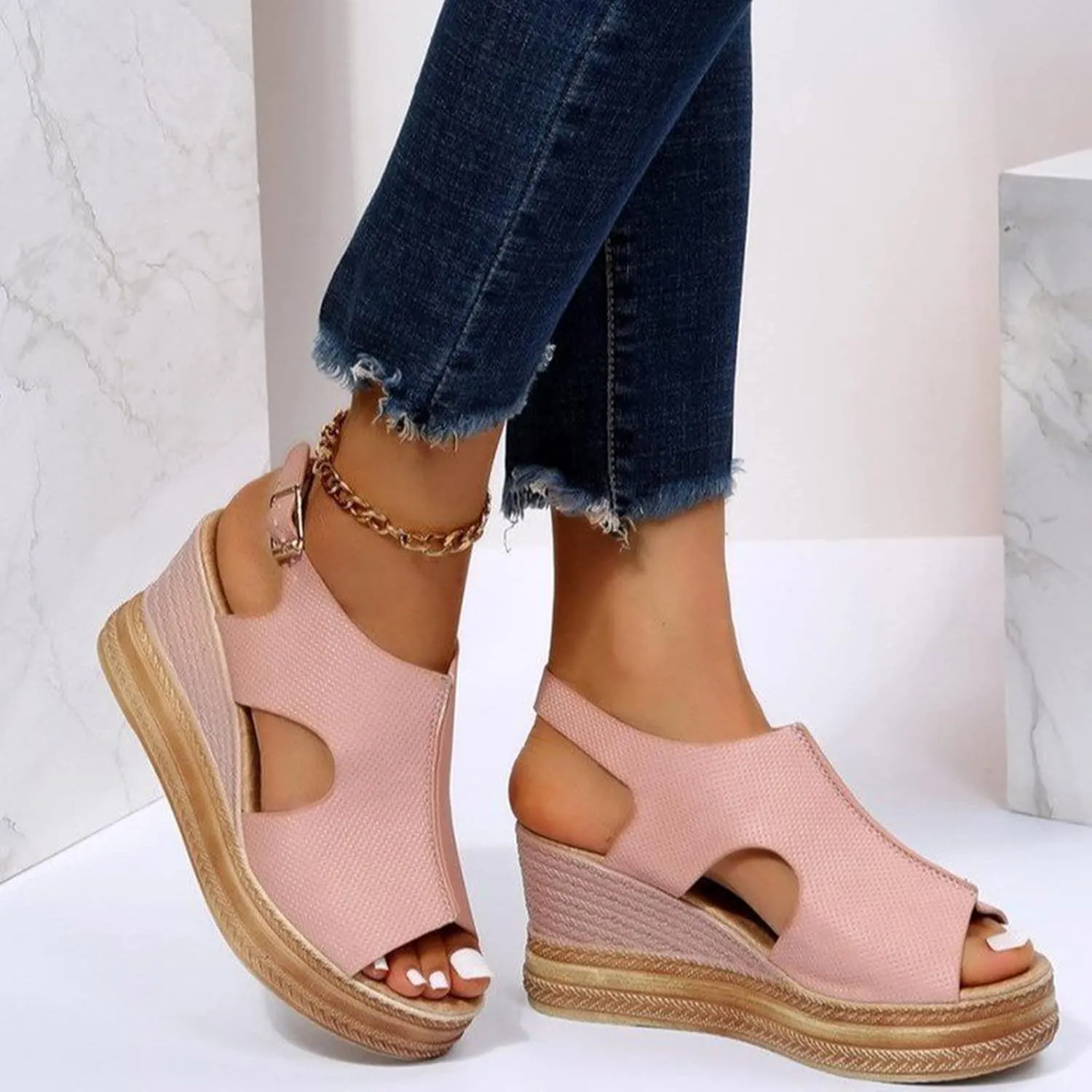 Orthopedic Sandals for Women 2025 Breathable Arch Support Slides Womens Wedge Sandals Shoes Comfortable Summer Buckle Slip on Women All Day Walking Casual Sandal