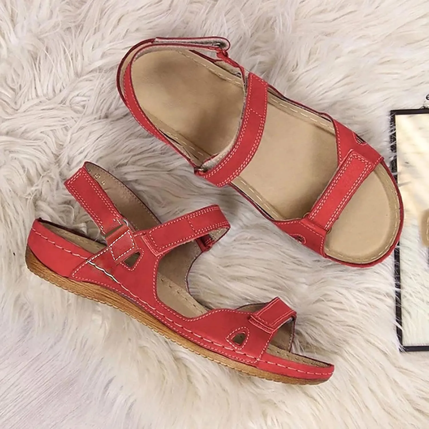 Orthopedic Sandals for Women, Womens Comfy Orthotic Sandal Anti-Slip Breathable Arch Support Platform Wedge Sandal Soft Comfortable