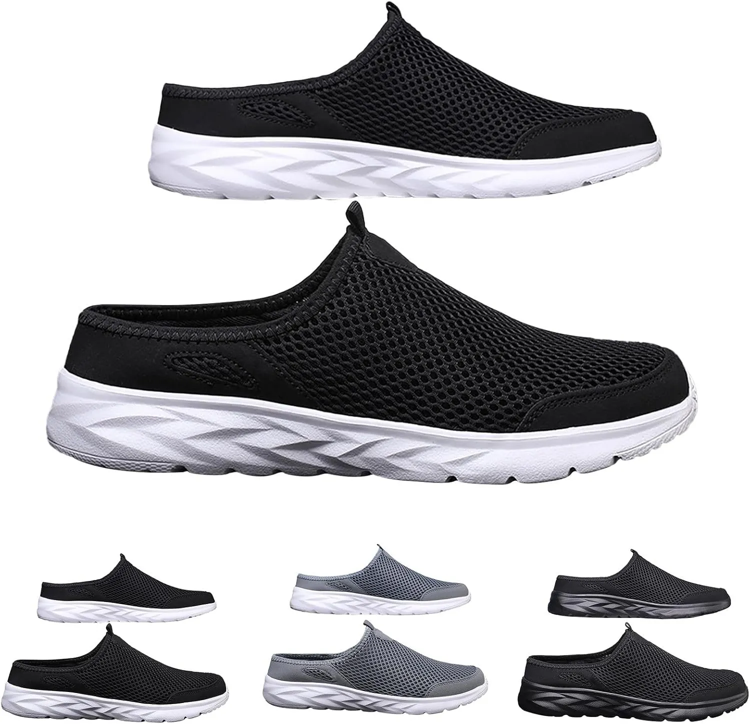 Orthopedic Walking Shoes Mules for Men 2025 Casual Mesh Summer Slip-On Breathable Slippers Solid Color Closed Toe Mens Slingback Slides with Arch-Support