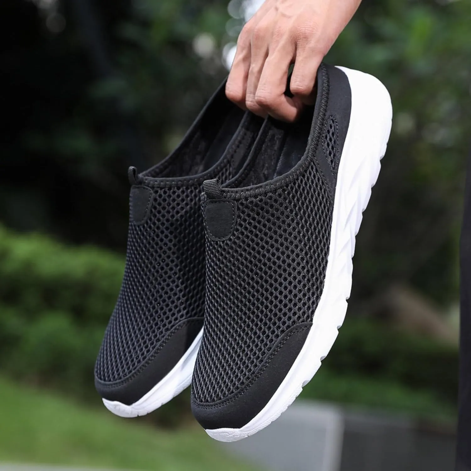 Orthopedic Walking Shoes Mules for Men 2025 Casual Mesh Summer Slip-On Breathable Slippers Solid Color Closed Toe Mens Slingback Slides with Arch-Support