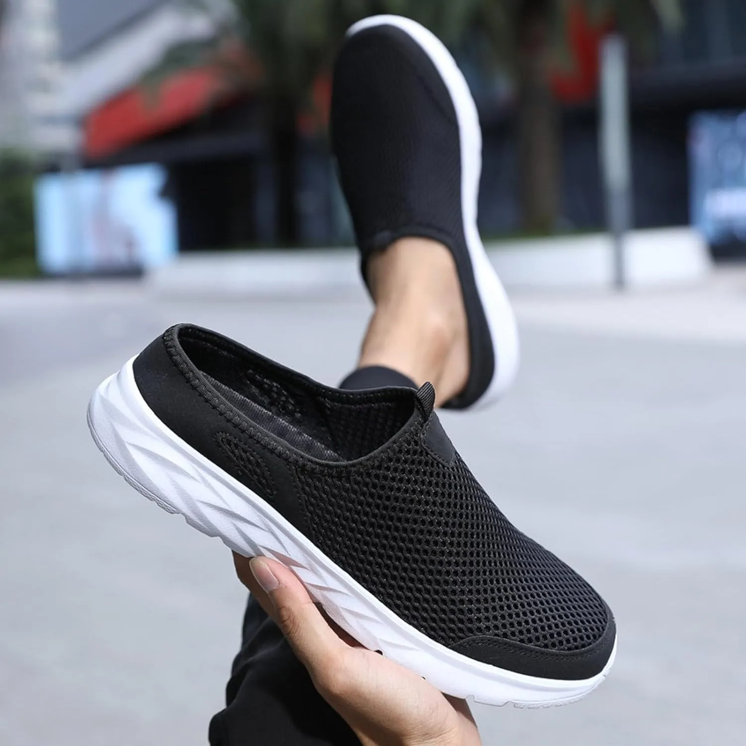 Orthopedic Walking Shoes Mules for Men 2025 Casual Mesh Summer Slip-On Breathable Slippers Solid Color Closed Toe Mens Slingback Slides with Arch-Support