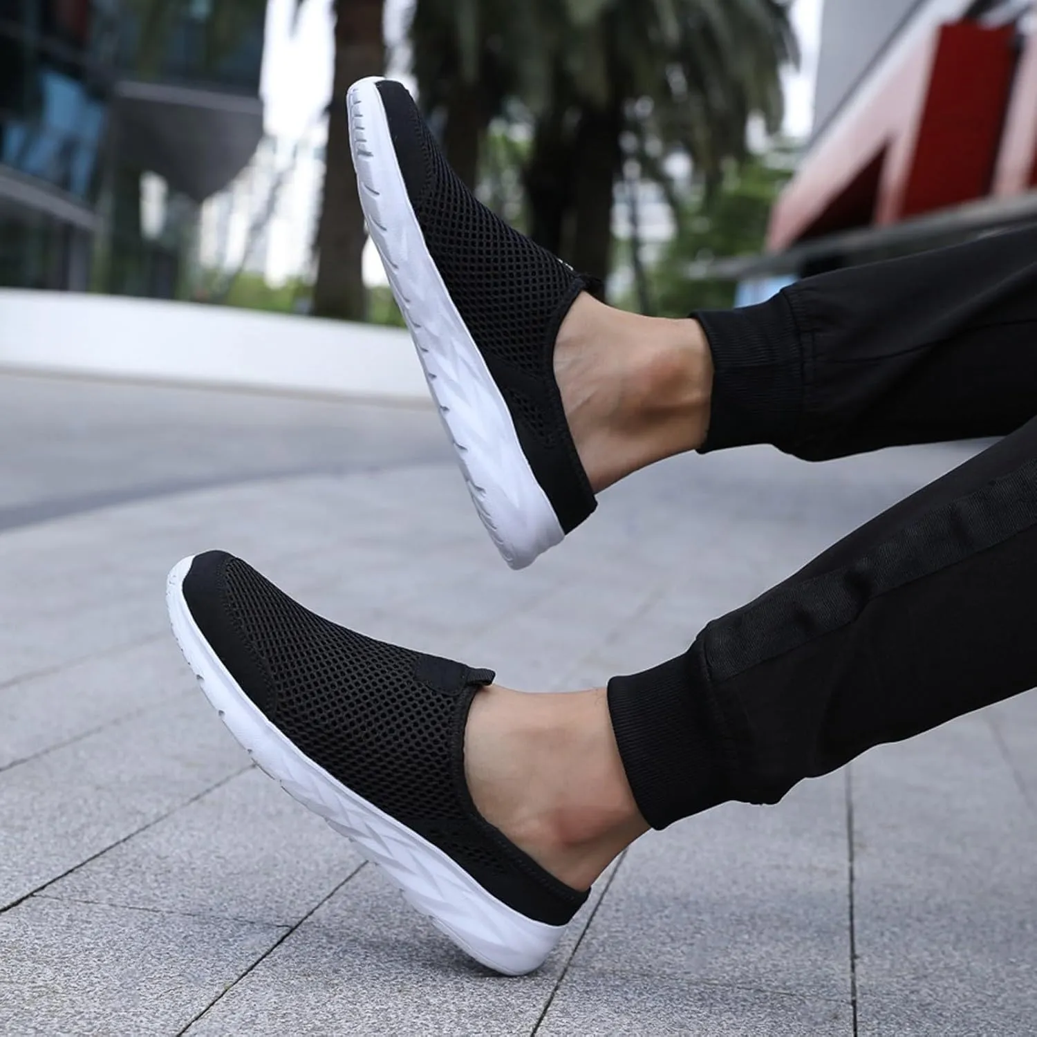 Orthopedic Walking Shoes Mules for Men 2025 Casual Mesh Summer Slip-On Breathable Slippers Solid Color Closed Toe Mens Slingback Slides with Arch-Support