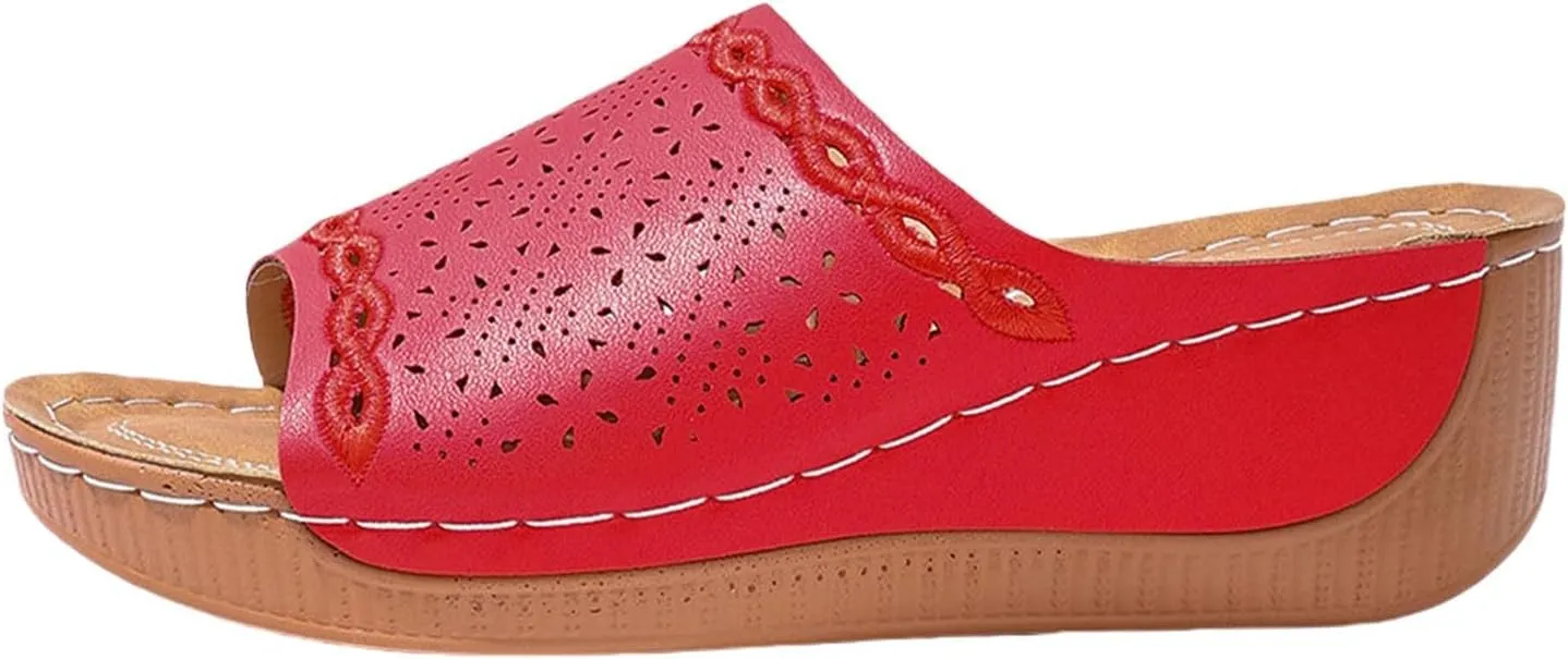 Orthopedic Wedge Sandals for Women 2025 Hollow Arch Support Slides Comfortable Breathable Slippers Walking Shoes