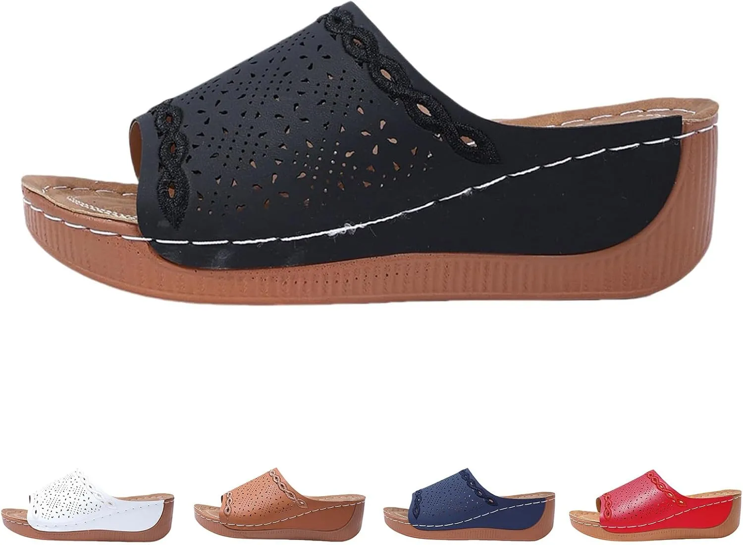 Orthopedic Wedge Sandals for Women 2025 Hollow Arch Support Slides Comfortable Breathable Slippers Walking Shoes