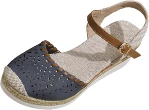 Orthopedic Wedge Sandals for Women Comfortable Closed Toe Slides Platform Sandals Hollow Out Espadrilles Adjustable Buckle Ankle Strap