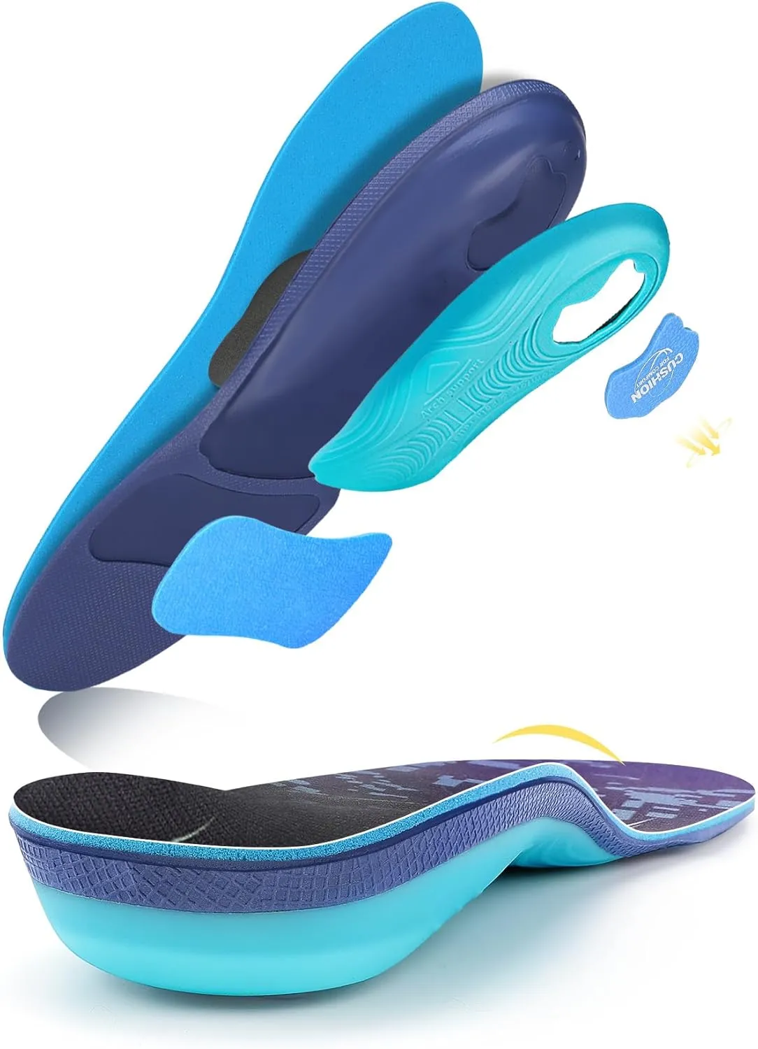 PCSsole Arch Support Inserts Women & Men - Shoe Inserts for Plantar Fasciitis Relief - Orthotic Insoles Standing All Day - for Flat Feet - Arch Pain - Heel Pain - Comfortable Boot Insoles for Working