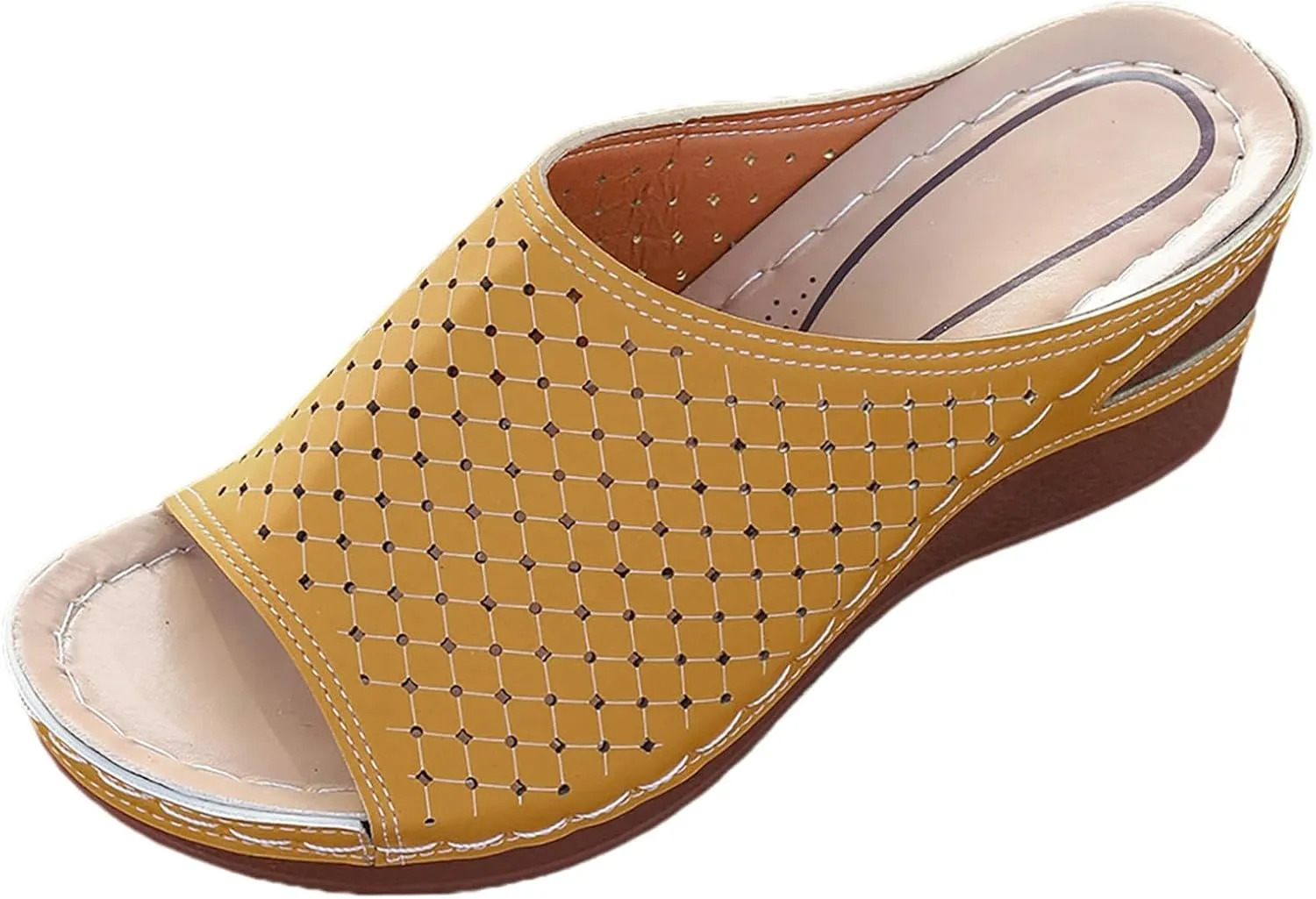 platform mules, women's washable for breathable, sports, leisure, summer shoes, beach sandals, comfortable, trendy with rhinestones,