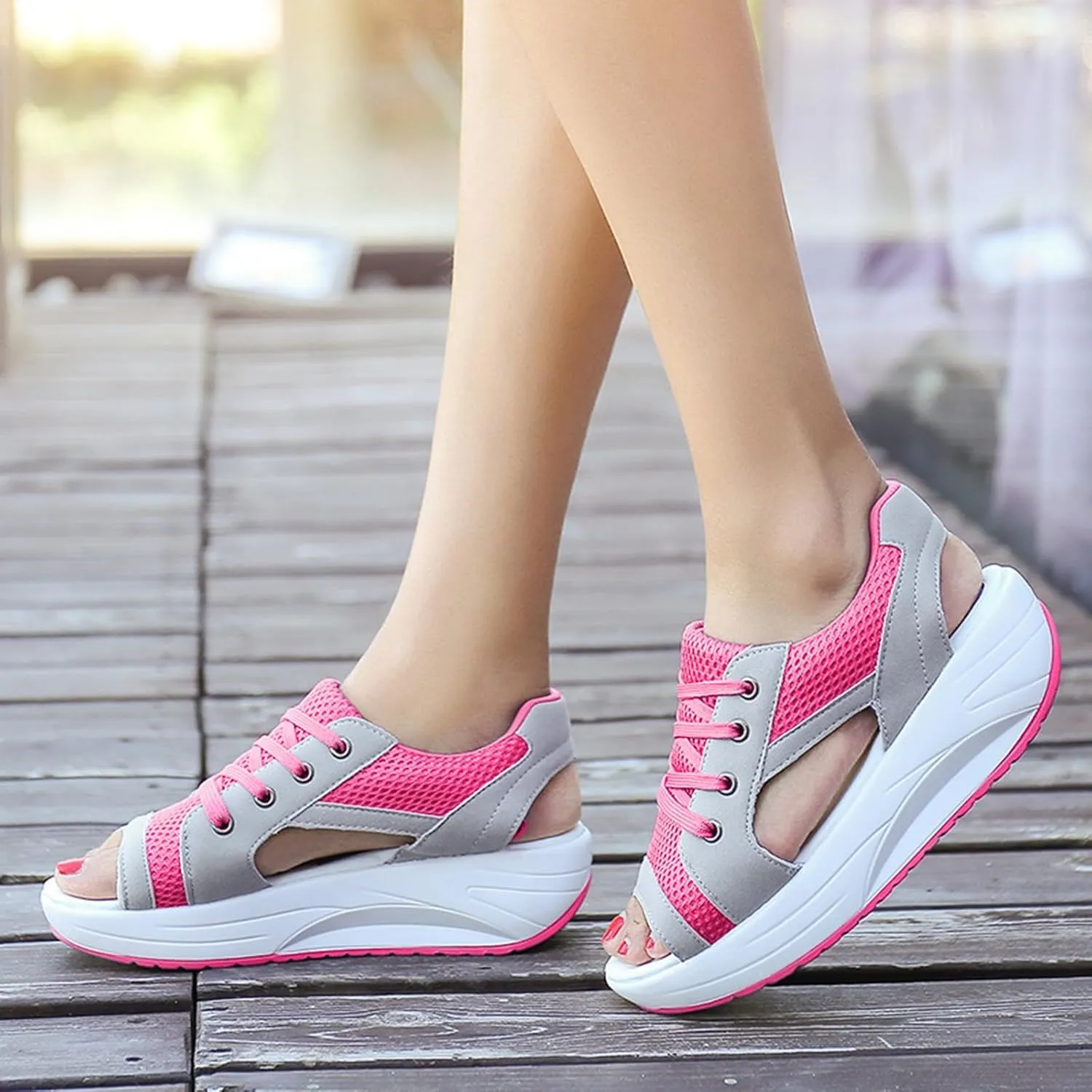 Platform Sandals Women Comfortable Wide Width Closed Toe Beach Slides Ankle Strap Wedges Flat Buckle up Walking Slip On Shoes Dressy Summer Dressy Sneakers 2025 Spring