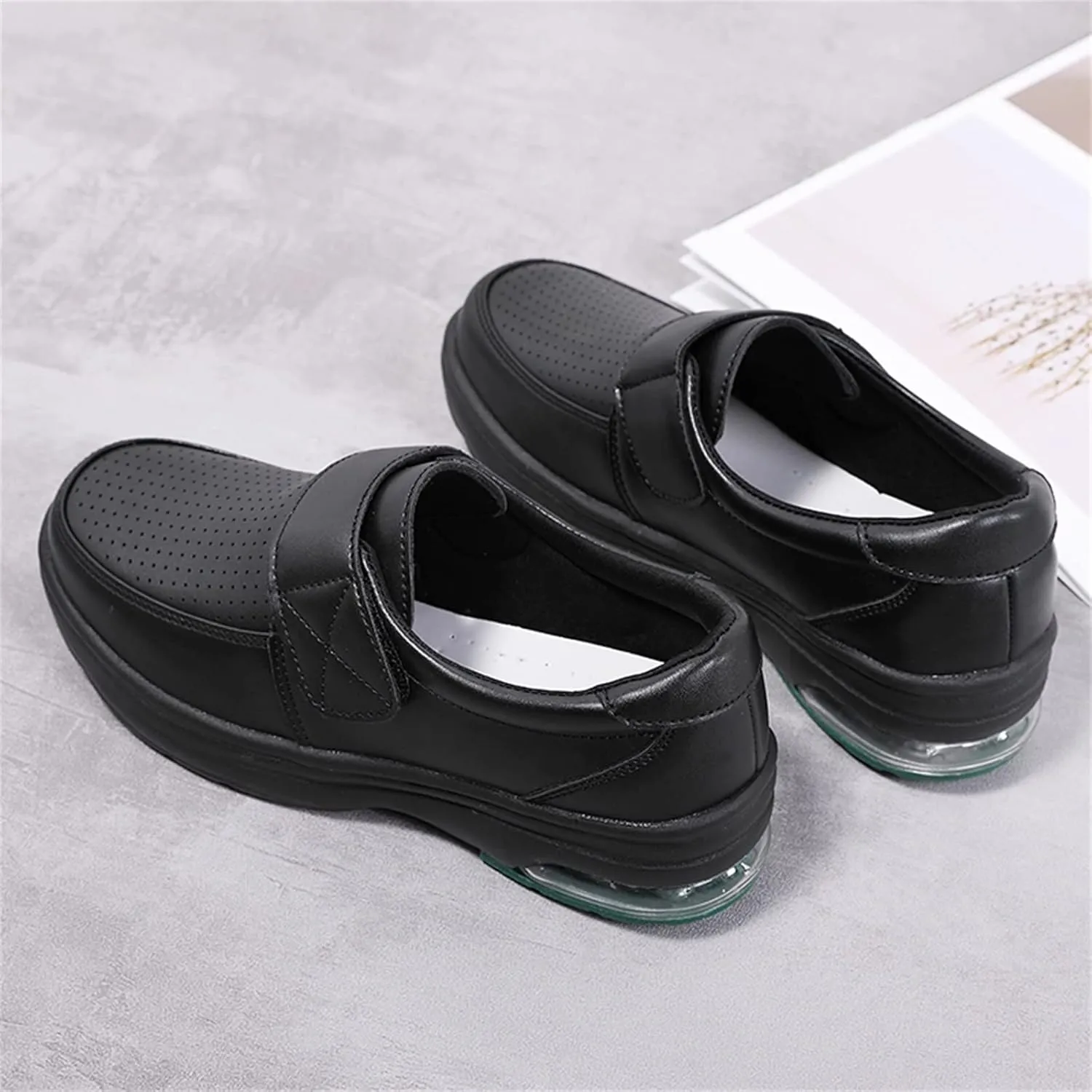 Platform Sandals Women Soft Botton Hook&Loop Shoes Women'S Cushion Single Casuals Breathable Work Footwear
