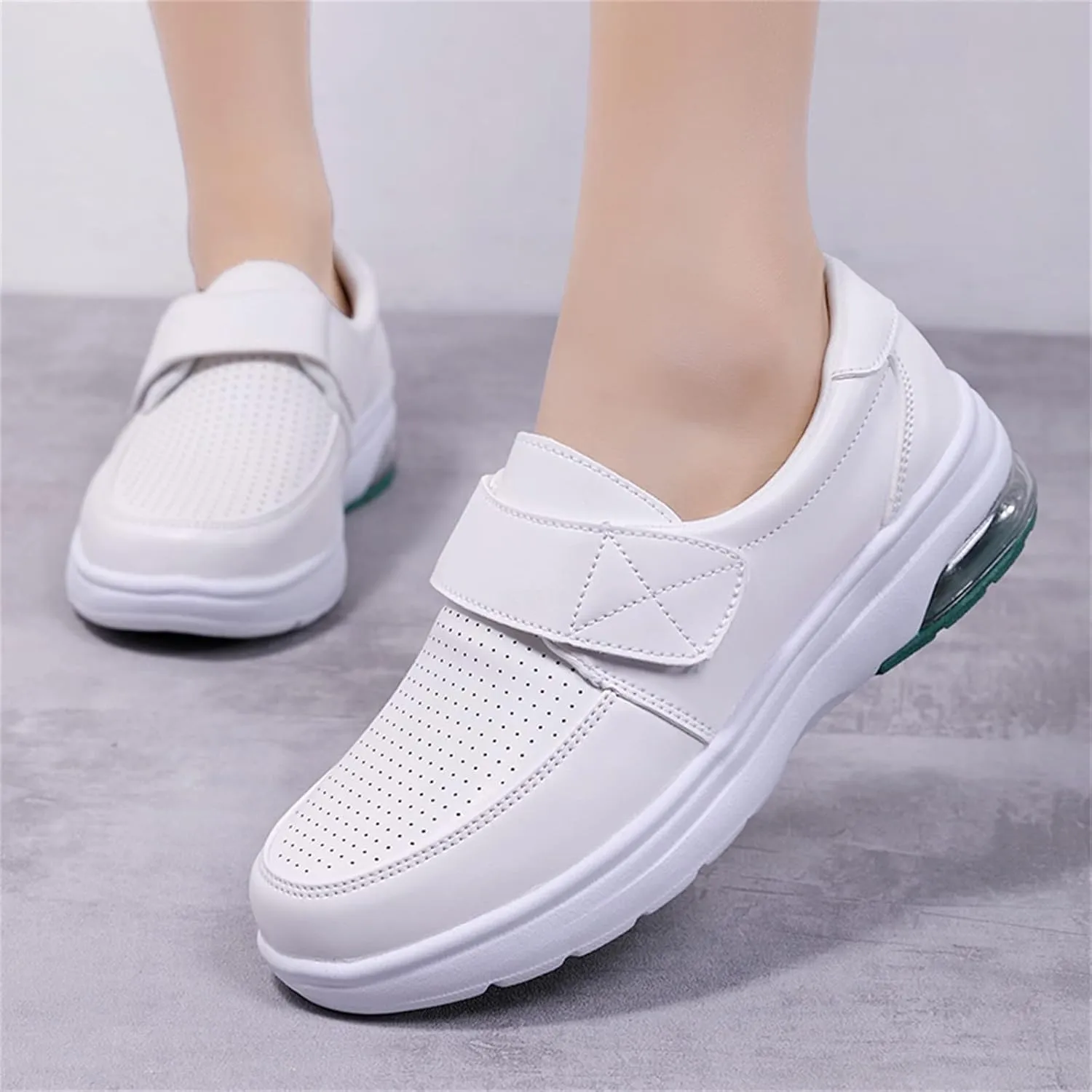 Platform Sandals Women Soft Botton Hook&Loop Shoes Women'S Cushion Single Casuals Breathable Work Footwear