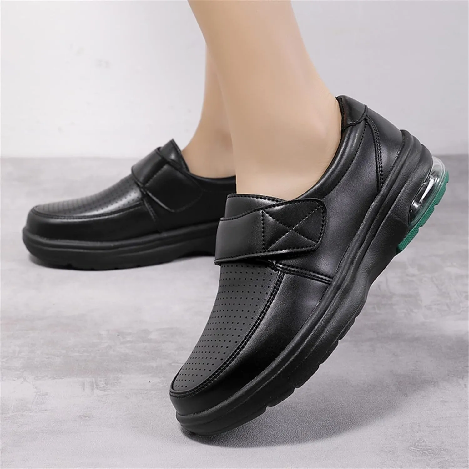 Platform Sandals Women Soft Botton Hook&Loop Shoes Women'S Cushion Single Casuals Breathable Work Footwear